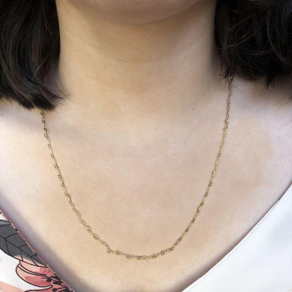 Colar Cumprido Com Mini Elos Folheado Em Ouro 18k - 4