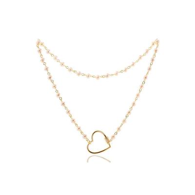 Colar De Pérola Torneada Com Fecho Em Forma De Coração