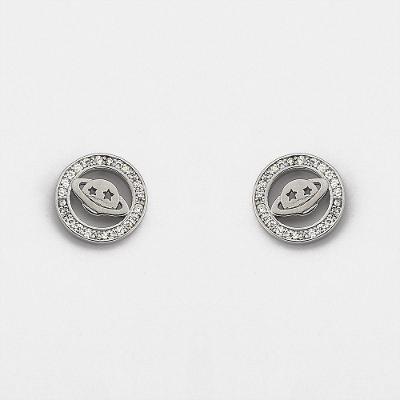 Brincos Universo Prata 925 Cravejados Com Zircônias - Cristal