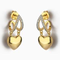 Brinco Meia Argola Coração Liso Com Zircônia Banhado A Ouro - 1