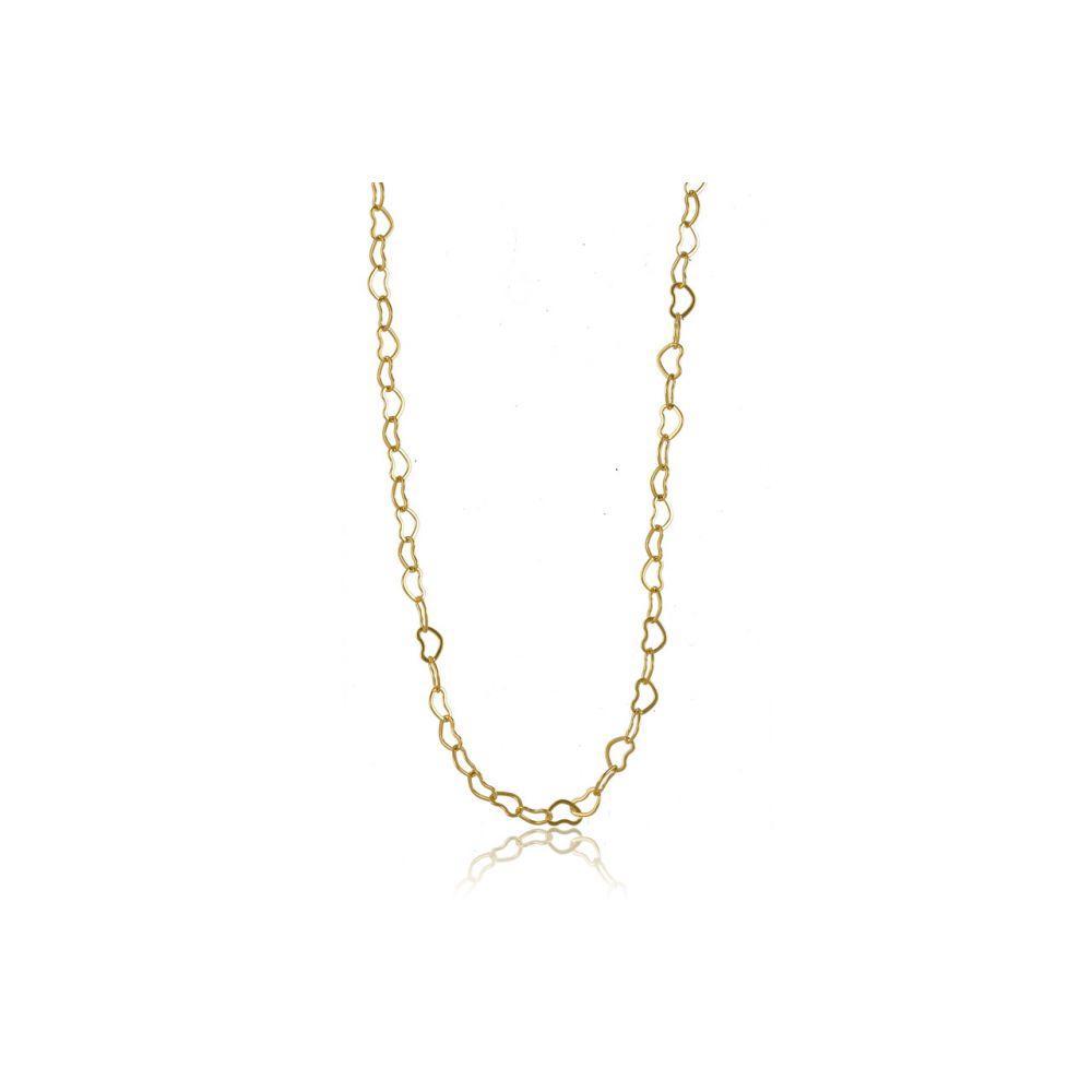 Colar De Corrente Com Elos Em Coração Folheado Em Ouro 18k - 2