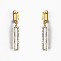 Brinco Longo Retangular Com Zircônia Banhado A Ouro - 1