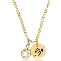 Colar Personalizado Com Chapa Inicial Pingente Em Zircônia - 1