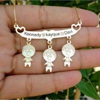 Colar Canga Com Nome E Até 3 Pingentes Banhado A Ouro - 1