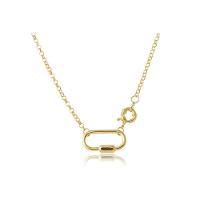 Colar Com Corrente De Elo Largo Com Fecho Bóia Com Mosquetão Folheado Em Ouro 18k - 1