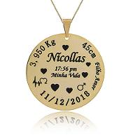 Colar Pers Dados Completos Nascimento Folheado Ouro 18k - 7