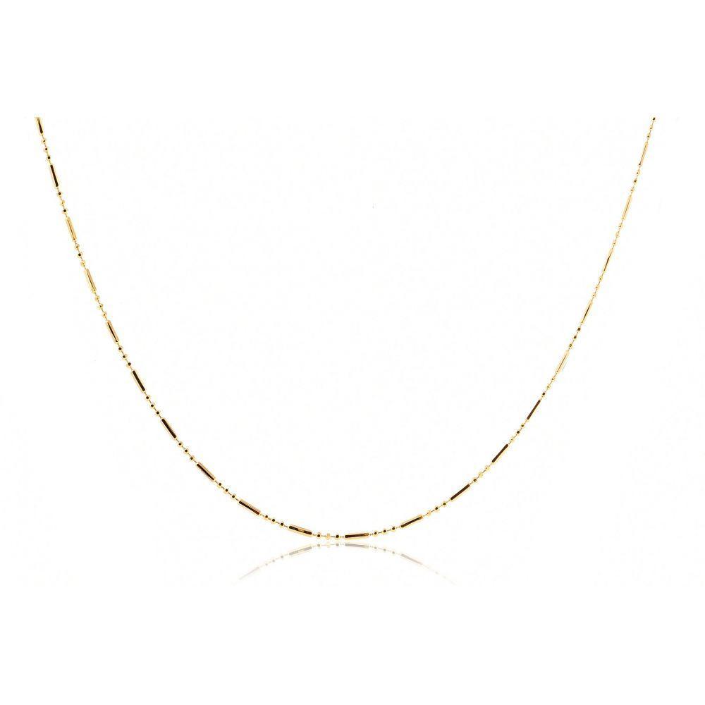 Colar Com Corrente De Bolinha E Palito Folheado Em Ouro 18k - 1