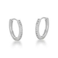 Brinco Argola Click Cravejada Na Frente Prata 925 - 1,6cm - 1