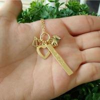 Gargantilha Amor Com Pingentes De Coração Banhado A Ouro 18k - 1