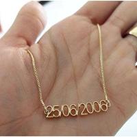 Gargantilha Data De Nascimento Banhado A Ouro - 1