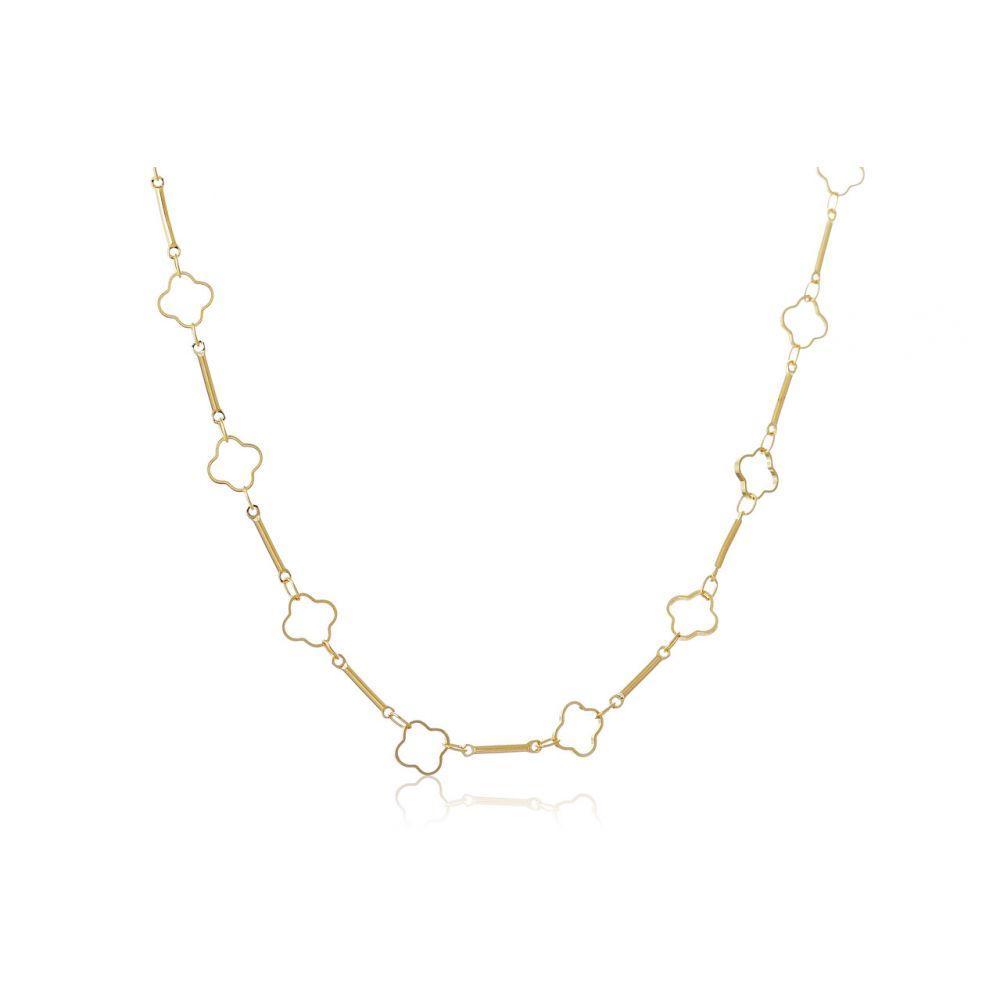 Colar Com Corrente Detalhada Com Flor Vazada Folheado Em Ouro 18k - 1