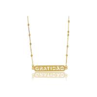 Colar Com Corrente Com Pingente Gratidão Folheado Ouro 18k - 1
