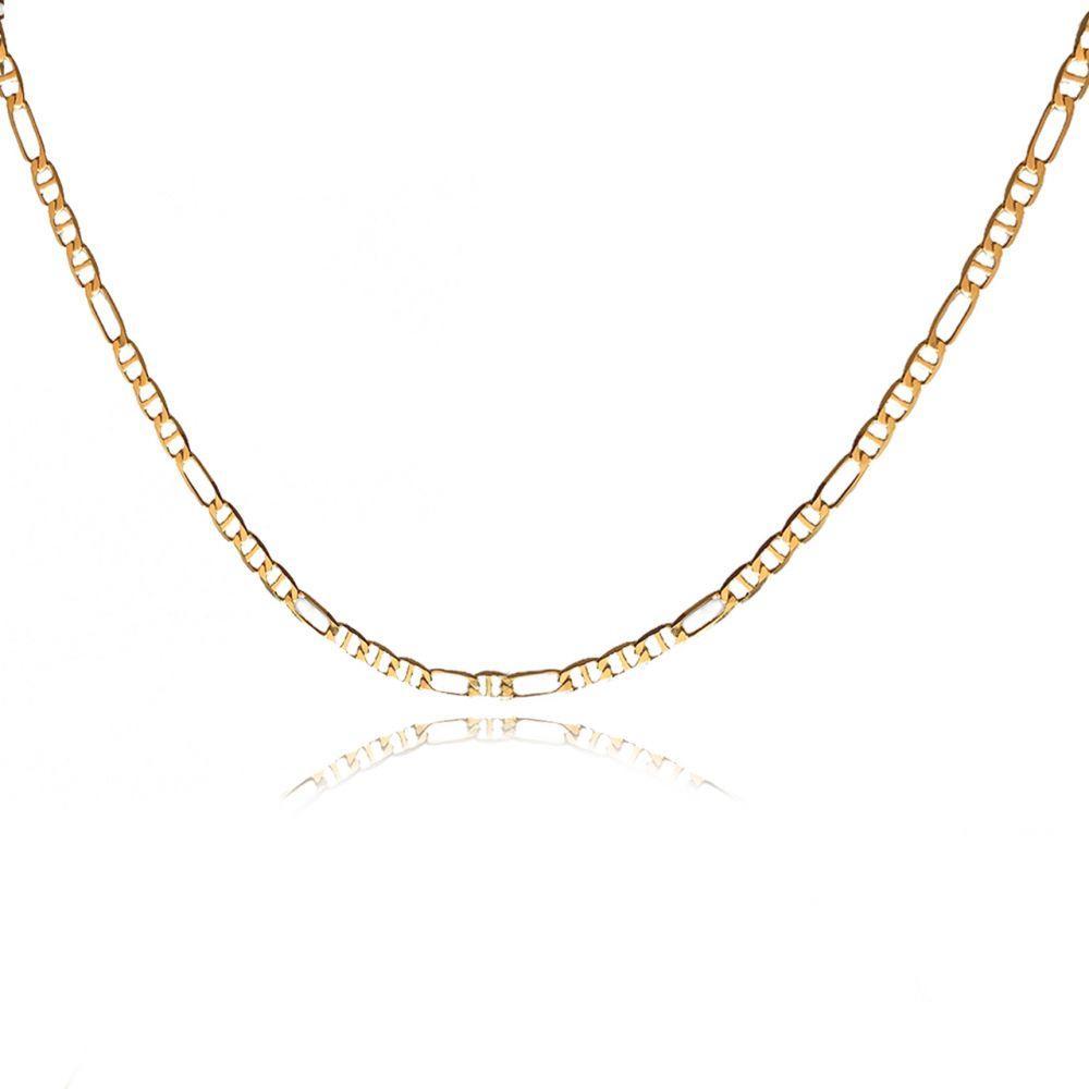 Colar Corrente Com Elos Sequenciados Folheado Em Ouro 18k - 2