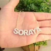 Gargantilha Nome Cravejado Com Zircônias Banhado A Ouro