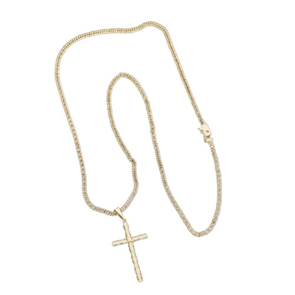 Cordão Grumet Pingente Cruz Palito Corrente Banhada - 1