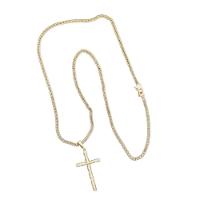 Cordão Grumet Pingente Cruz Palito Corrente Banhada - 1