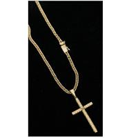 Cordão Grumet Pingente Cruz Palito Corrente Banhada