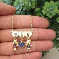 Gargantilha Canguinha Mãe Com Pingentes Cravejados Banhado A Ouro - 1