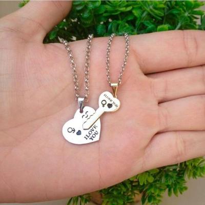 Kit Corrente Casal Coração E Chave Personalizada