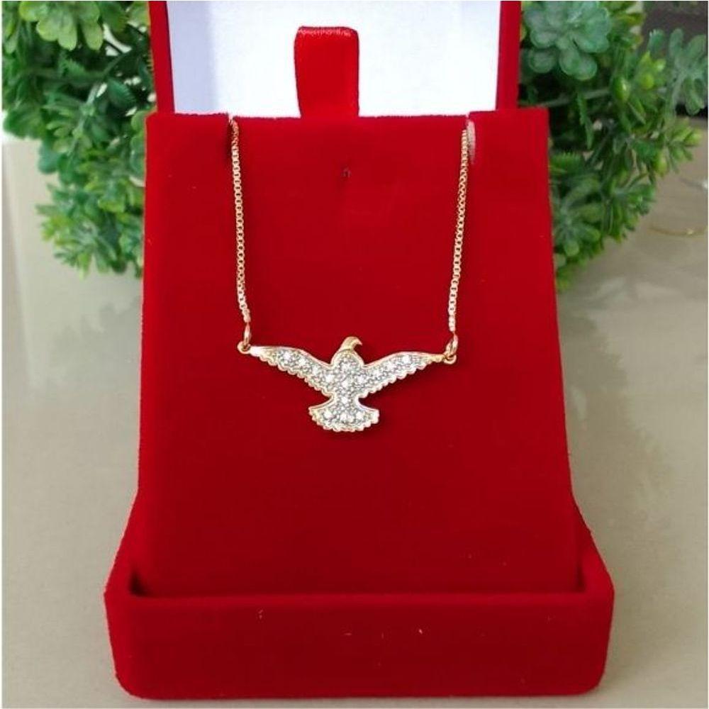 Gargantilha Espirito Santo Cravejada Banhada A Ouro 18K - 1