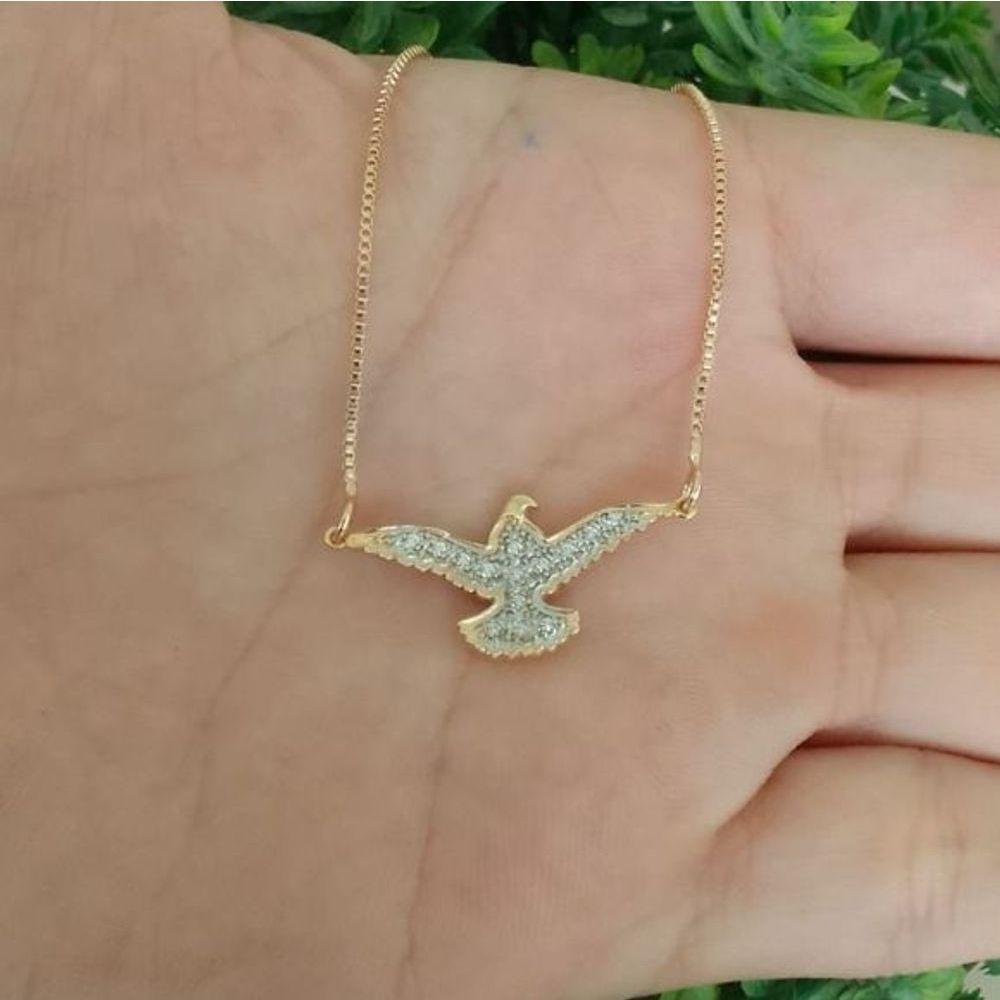 Gargantilha Espirito Santo Cravejada Banhada A Ouro 18K - 3