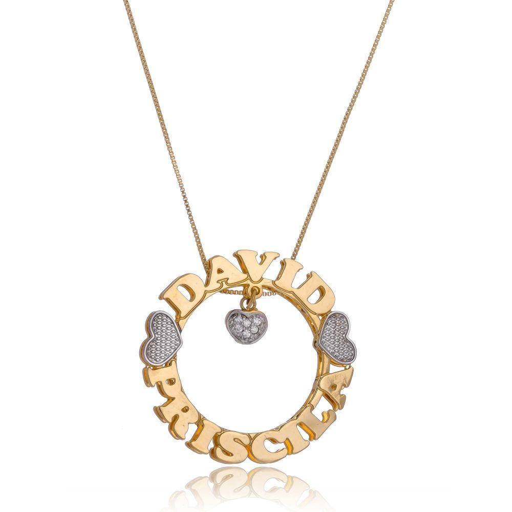 Colar Mandala Envolvido Pelos Nomes E Pingente De Coração Com Ponto De Luz Em Zircônia - 2