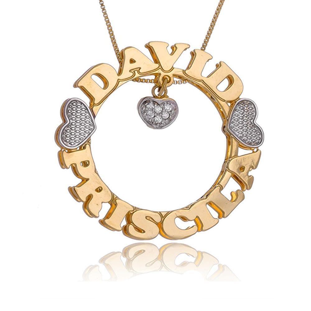 Colar Mandala Envolvido Pelos Nomes E Pingente De Coração Com Ponto De Luz Em Zircônia - 6