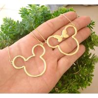 Gargantilha Minnie Ou Mickey Banhado A Ouro 18K - 1