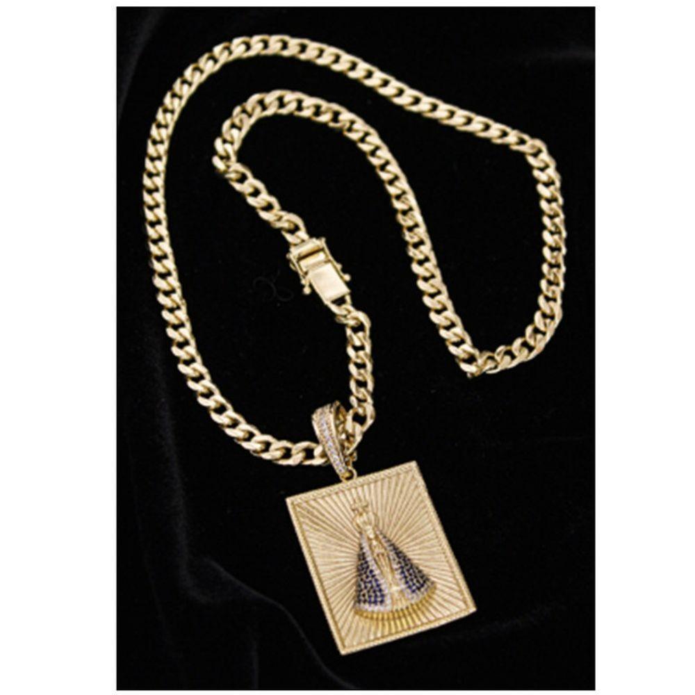 Corrente Grumet Pitibul Pingente Cordão Colar Aparecida - 3