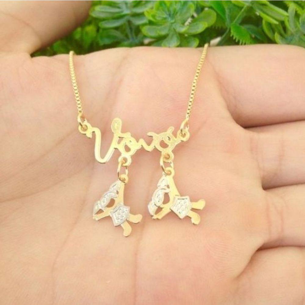 Gargantilha Vovó Com Pingente De Netos Banhado A Ouro - 2