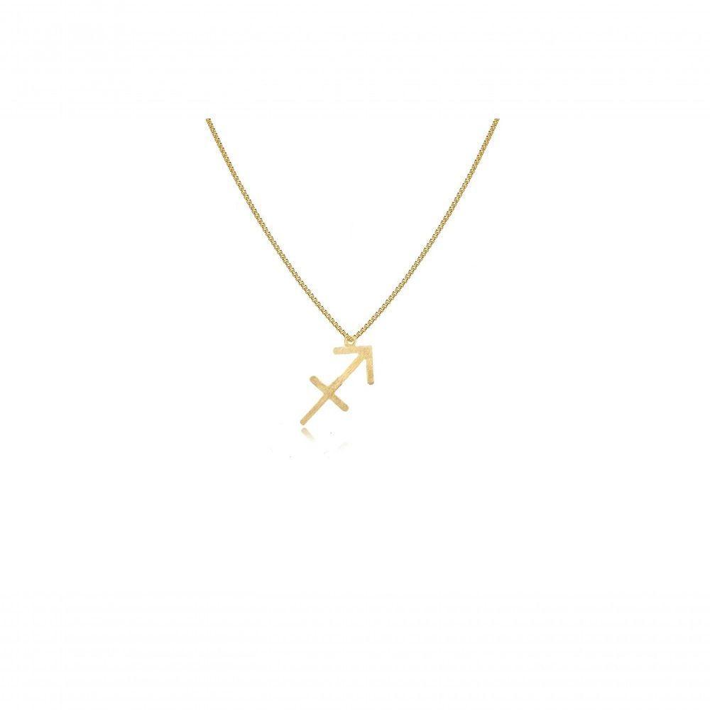 Colar Signo De Sagitário Folheado Em Ouro 18k - 1