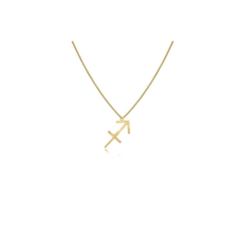 Colar Signo De Sagitário Folheado Em Ouro 18k - 2