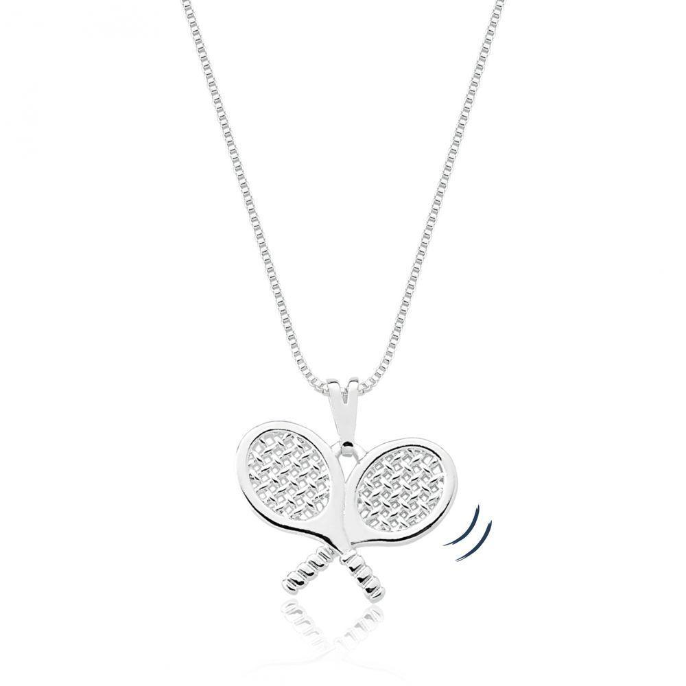 Colar Raquetes De Tennis Com Revestimento Em Prata - 1