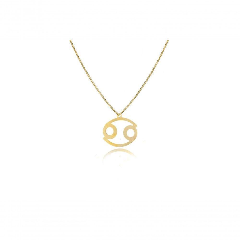 Colar Signo De Câncer Folheado Em Ouro 18k - 1