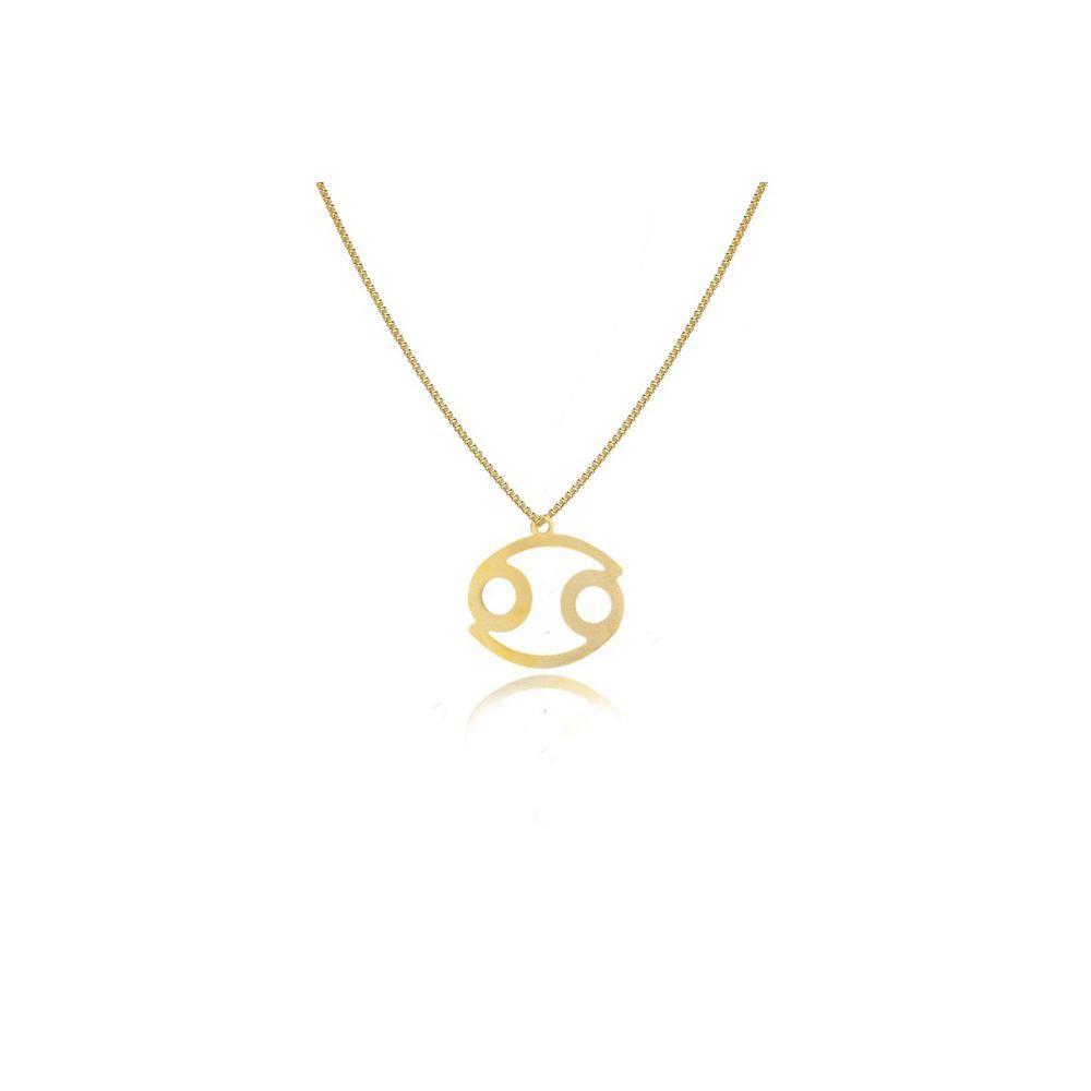 Colar Signo De Câncer Folheado Em Ouro 18k - 2
