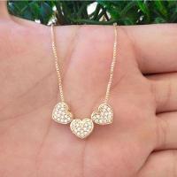 Gargantilha Três Corações Cravejados Banhado A Ouro - 1