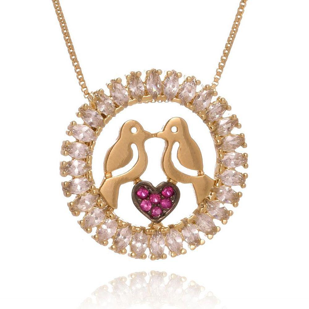 Colar Passarinhos Apaixonados Trabalhado Em Zircônia - 4