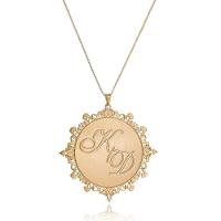 Colar Mandala Chapado Com Iniciais Folheado Em Ouro 18k - 1