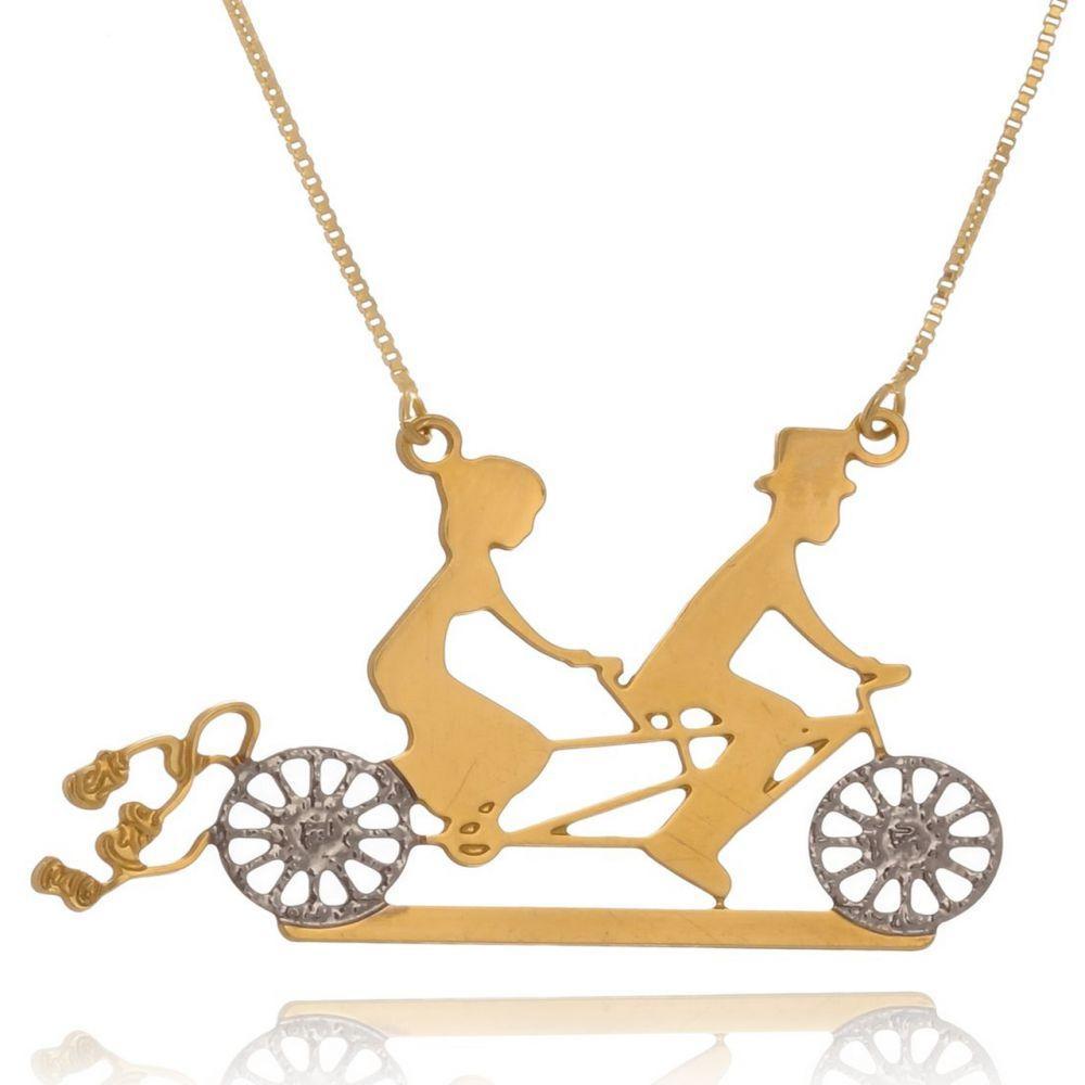 Colar Recém Casados Com Detalhes Em Rodium Folheado Em Ouro 18k - 4