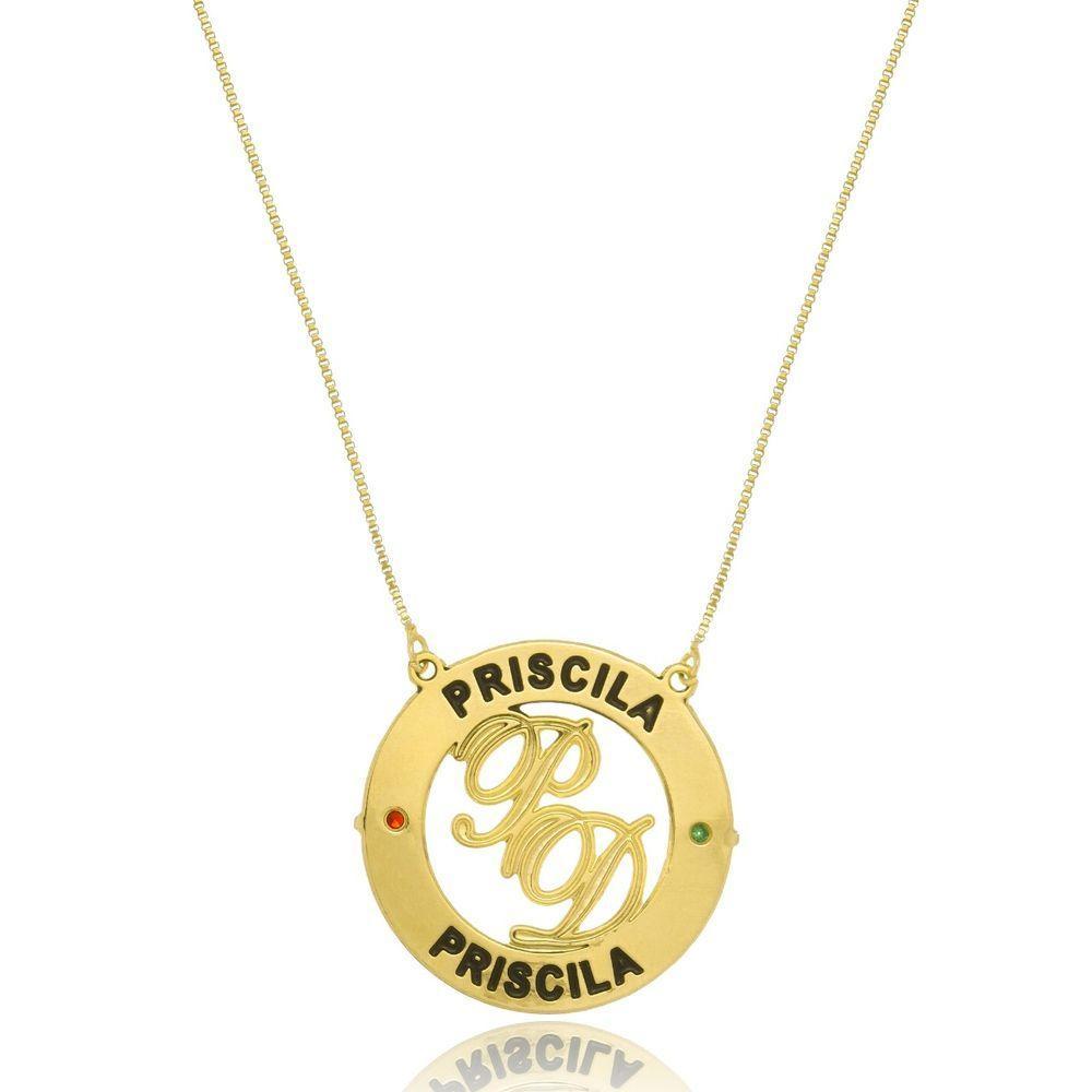 Colar Mandala Circunferencial Com Nomes E Iniciais No Meio - 1