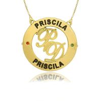 Colar Mandala Circunferencial Com Nomes E Iniciais No Meio - 5