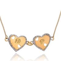 Colar Personalizado Corações Trabalhados Em Rodium Com Inici - 3