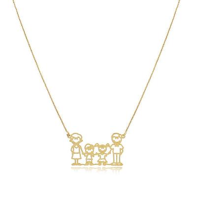 Colar Personalizado De Familia Folheado Em Ouro 18K Integran