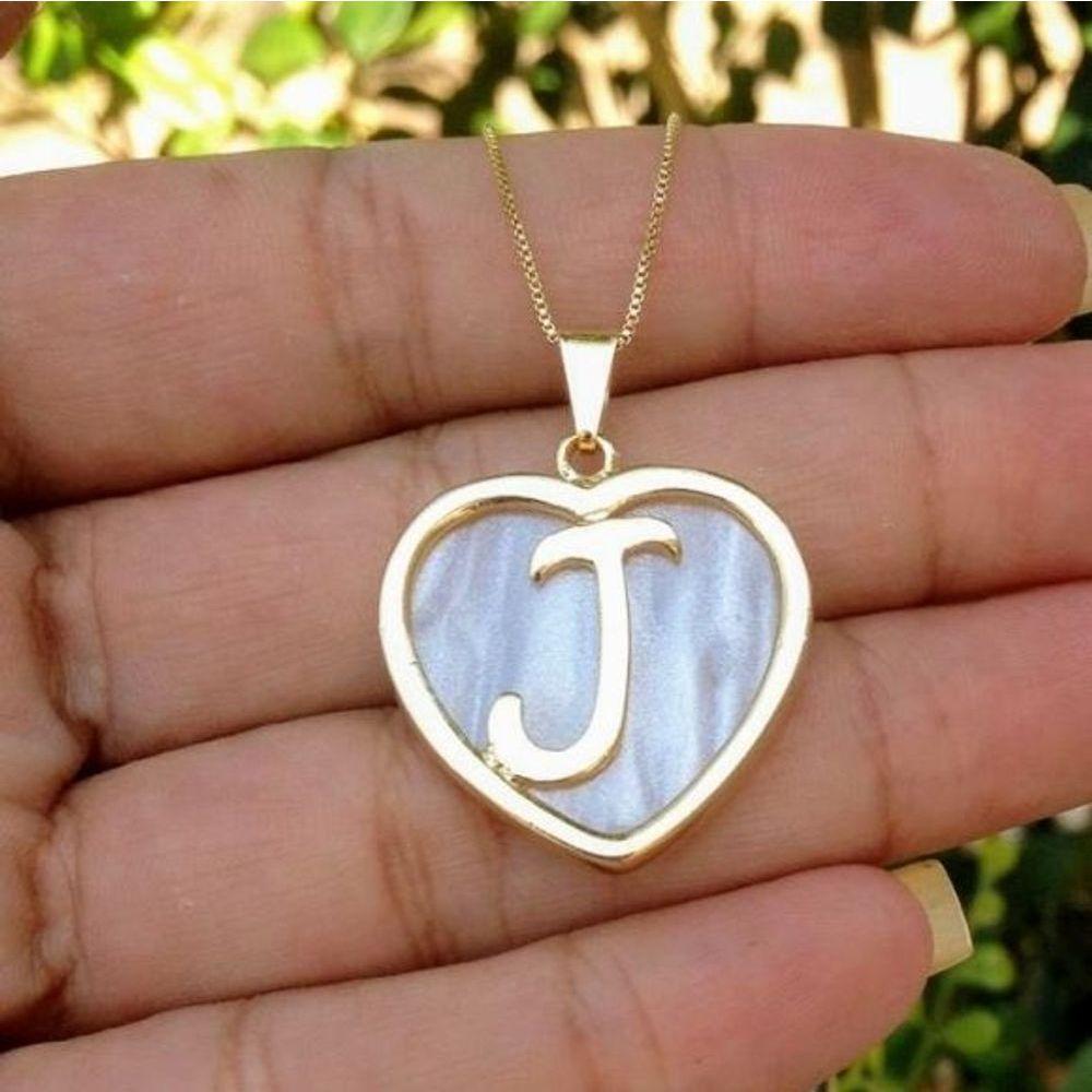 Gargantilha Personalizada Letra Inicial Coração Banhada A Ouro 18k - 1
