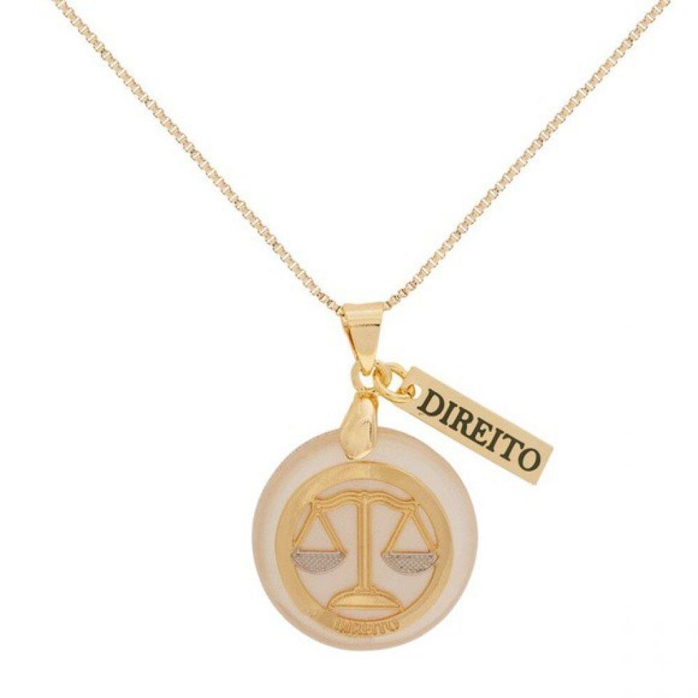 Gargantilha Profissão Direito de Resina Banhado a Ouro - 1