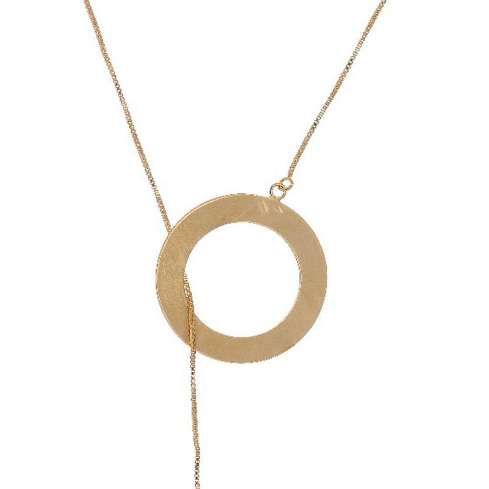 Colar Regulável Com Corações Entrelaçados E Circunferência Folheada Em Ouro 18k - 3