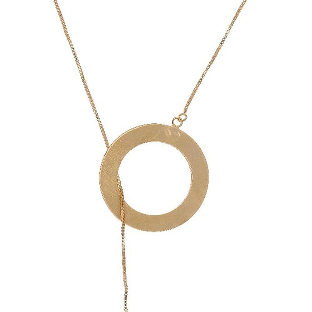 Colar Regulável Com Corações Entrelaçados E Circunferência Folheada Em Ouro 18k - 7