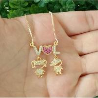 Gargantilha 2 Iniciais +pingente De Filhos Banhado A Ouro - 2