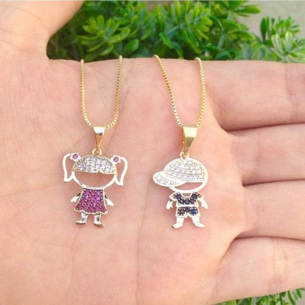 Gargantilha Menina Ou Menino Com 2,5cm Banhado A Ouro - 1