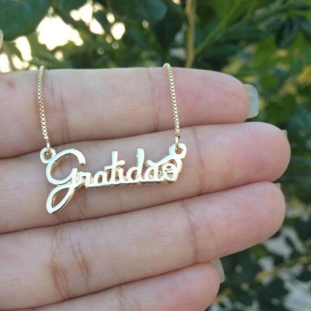 Gargantilha Gratidão Banhado a Ouro - 2